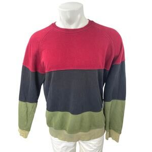 Okay Player Men's Multicolor Colorblock Long Sleeve Sweater Sweatshirt Top Sz L